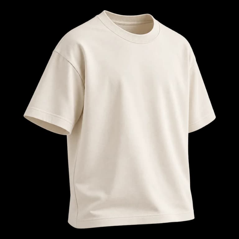 Cream crew neck t-shirt with a relaxed fit